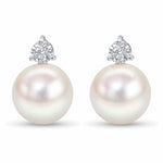 Sterling Silver Celestial Beauty 12mm Pearl Earrings In White Gold Plated -Created With SWAROVSKI® Pearls