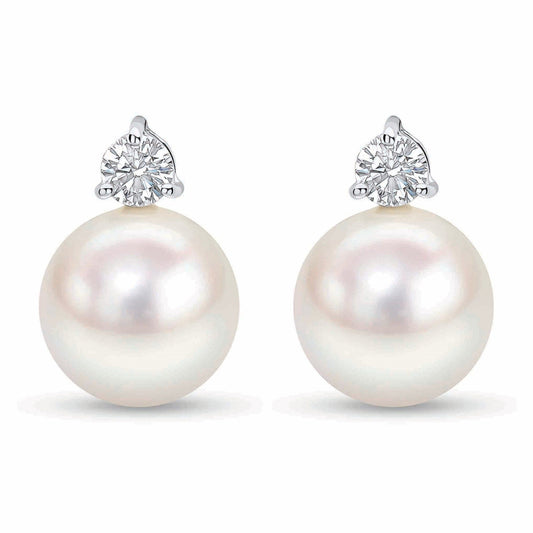 gona- Sterling Silver Celestial Beauty 12mm Pearl Earrings In White Gold Plated -Created With SWAROVSKI® Pearls