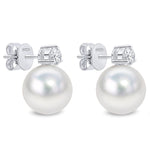 Sterling Silver Celestial Beauty 12mm Pearl Earrings In White Gold Plated -Created With SWAROVSKI® Pearls