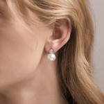 Sterling Silver Celestial Beauty 12mm Pearl Earrings In White Gold Plated -Created With SWAROVSKI® Pearls