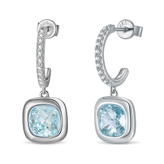 gona- Sterling Silver Luna Elegance Earrings In White Gold Plated - Created With SWAROVSKI® Crystals