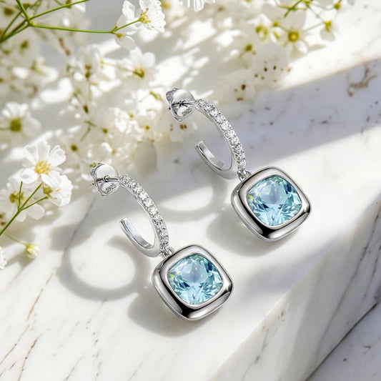 gona- Sterling Silver Luna Elegance Earrings In White Gold Plated - Created With SWAROVSKI® Crystals