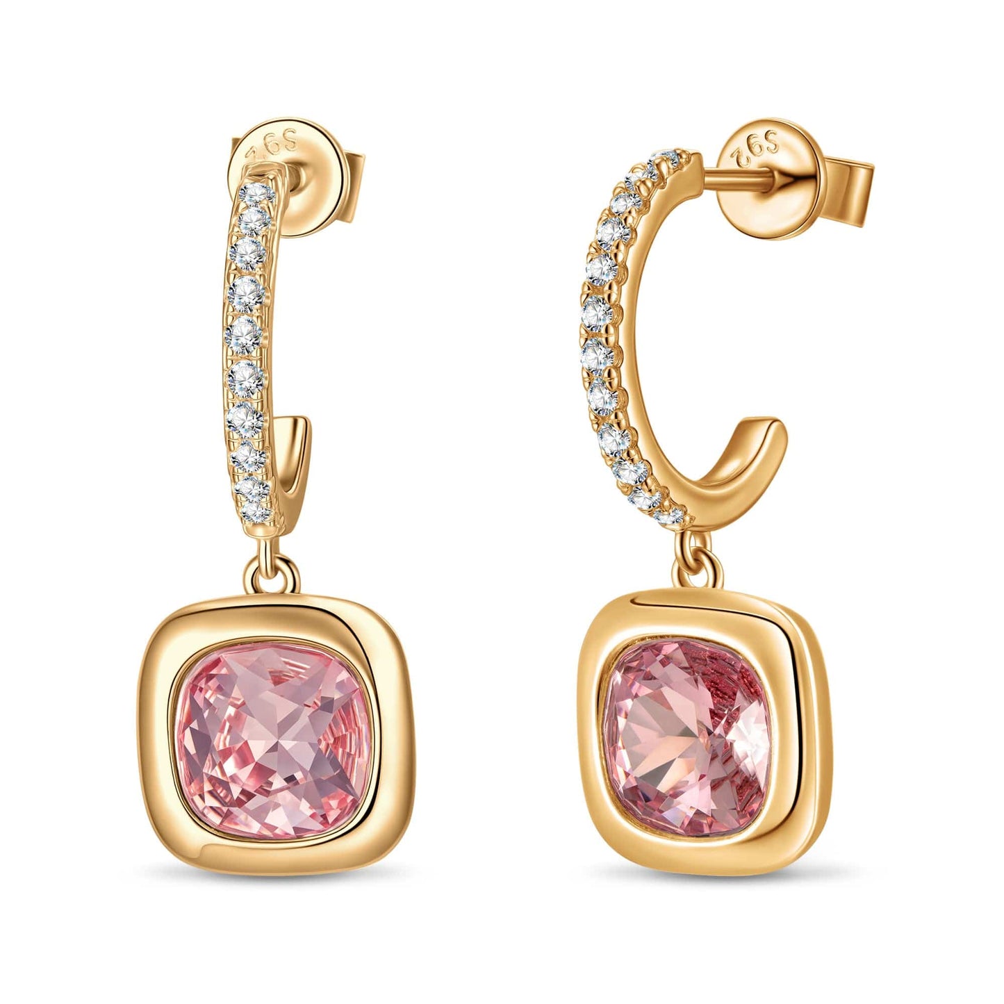 Sterling Silver Luna Elegance Earrings In 14K Gold Plated - Created With SWAROVSKI® Crystals