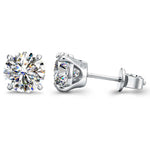 2.0ct Round Brilliant Moissanite Tarnish-Resistant Silver Stud Earrings In White Gold Plated