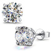 Sterling Silver 4.0 CT.TW D Color VVS Round Brilliant Moissanite Solitaire Stud Earrings in White Gold Plating, Includes GRA Certificate from Gemological Research Association