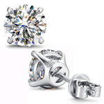 2.0ct Round Brilliant Moissanite Tarnish-Resistant Silver Stud Earrings In White Gold Plated