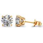 2.0ct Round Brilliant Moissanite Tarnish-Resistant Silver Stud Earrings In 14K Gold Plated