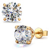 Sterling Silver 4.0 CT.TW D Color VVS Round Brilliant Moissanite Solitaire Stud Earrings in 14K Gold Plating, Includes GRA Certificate from Gemological Research Association