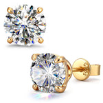 2.0ct Round Brilliant Moissanite Tarnish-Resistant Silver Stud Earrings In 14K Gold Plated