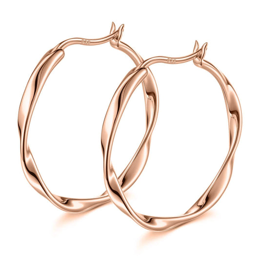 gon- Tarnish-resistant Silver L Size Classic Hoop Earrings with Sterling Silver Ear Post In Rose Gold Plated