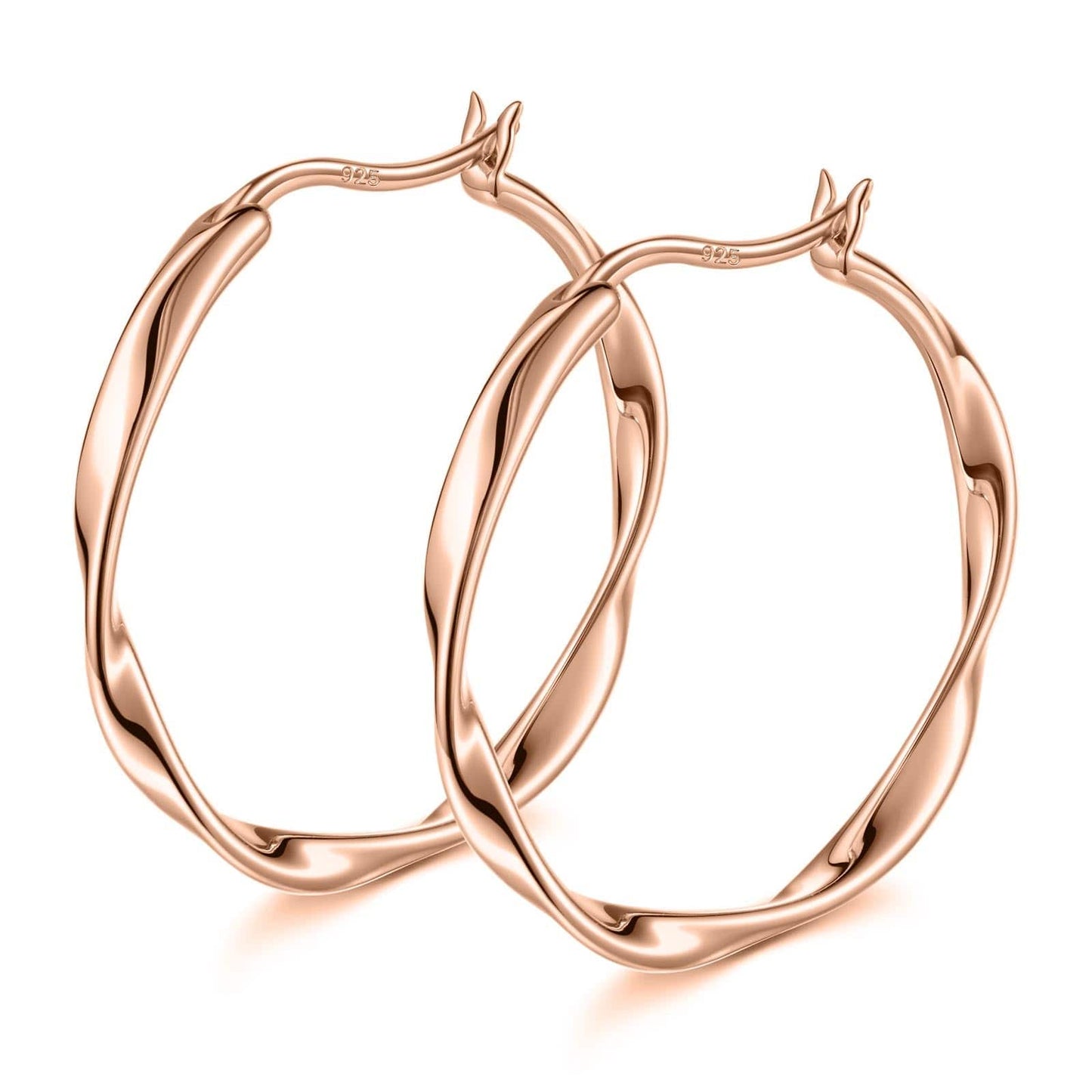 Tarnish-resistant Silver L Size Classic Hoop Earrings with Sterling Silver Ear Post In Rose Gold Plated
