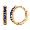 0.4 CT.TW Lab-Created Blue Sapphire Round Huggie Hoop Earrings in Tarnish-Resistant Silver, Sterling Silver Ear Post in 14K Gold Plated (Includes GRC Certification From Gemstone Research Center)