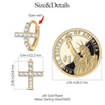 Sterling Silver God's Welfare Asymmetrical Hoop Earrings In 14K Gold Plated