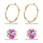 Sterling Silver Happy Transport Charms Earrings Set With Enamel In 14K Gold Plated