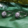 Sterling Silver Purple Four Leaf Clover Charms Earrings Set With Enamel In White Gold Plated