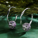 Sterling Silver Purple Four Leaf Clover Charms Earrings Set With Enamel In White Gold Plated