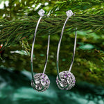Sterling Silver Blooming Violet Charms Earrings Set With Enamel In White Gold Plated