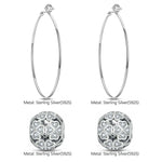 Sterling Silver Diamond White Four Leaf Clover Charms Earrings Set In White Gold Plated