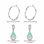 Sterling Silver Earrings with Mermaid's Tear Tarnish-resistant Silver Charms Earrings Set In White Gold Plated