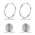 Sterling Silver Stained Glass Window Charms Earrings Set With Enamel In White Gold Plated