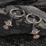 Sterling Silver Harlequin's Haunt Charms Earrings Set With Enamel In White Gold Plated
