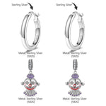 Sterling Silver Harlequin's Haunt Charms Earrings Set With Enamel In White Gold Plated