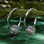 Sterling Silver Intertwined Heart Charms Earrings Set In White Gold Plated