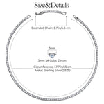 Sterling Silver Classic Tennis Necklace In White Gold Plated