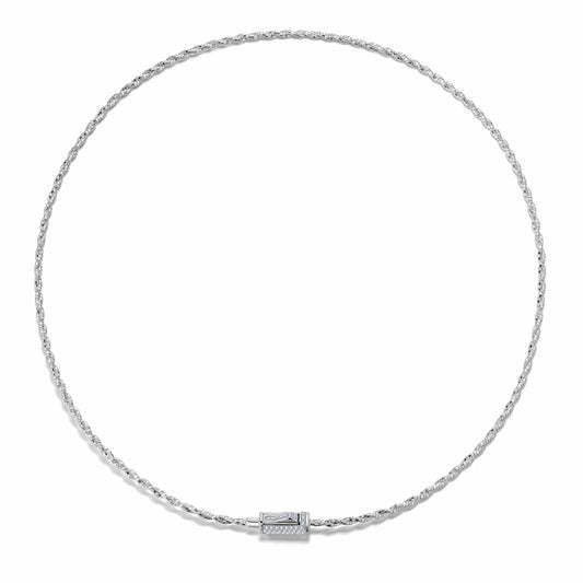 gon- Sterling Silver Braided Knot Rope Choker Necklace In White Gold Plated
