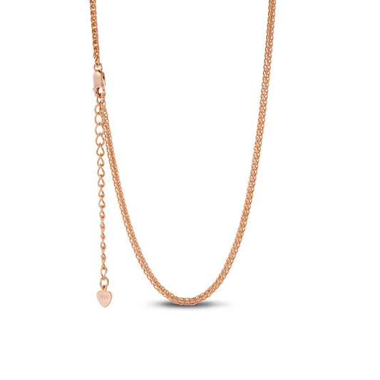 gon- Sterling Silver Classic Chopin Chain Necklace In Rose Gold Plated