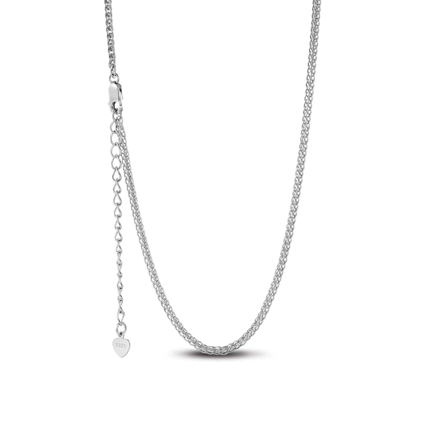 Sterling Silver Classic Chopin Chain Necklace In White Gold Plated