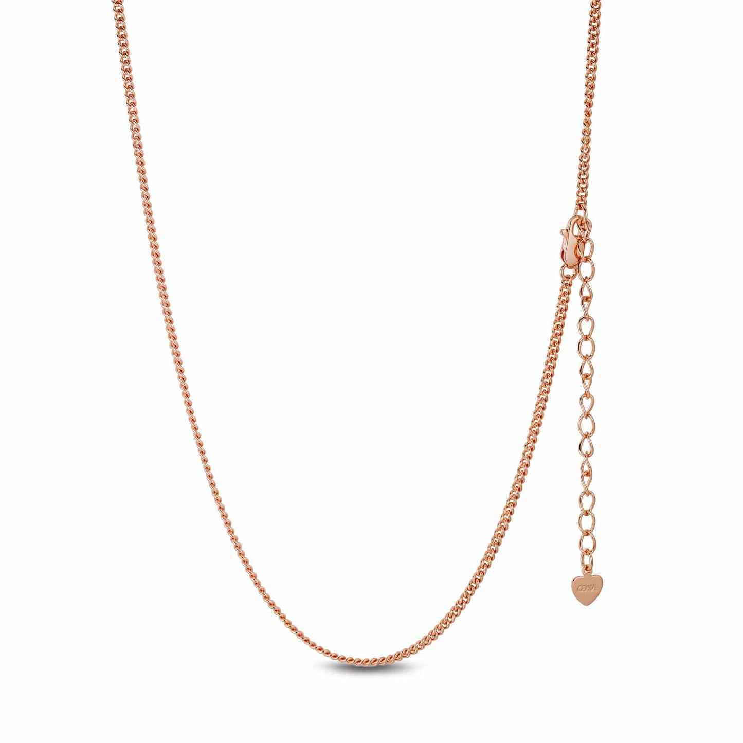 Sterling Silver Classic Chain Necklace In Rose Gold Plated