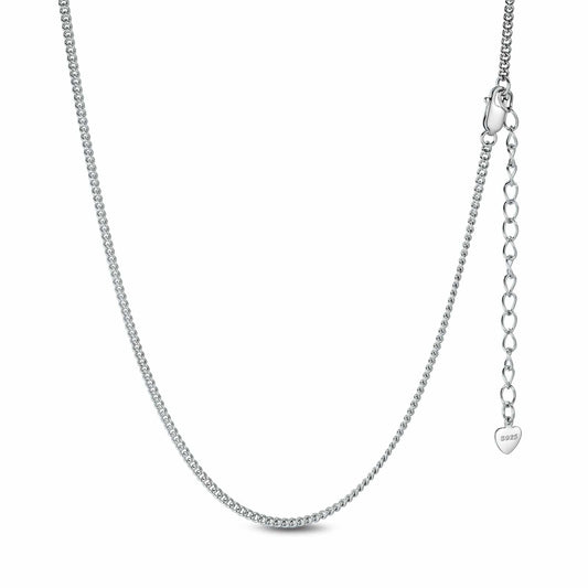 gon- Sterling Silver Classic Chain Necklace In White Gold Plated