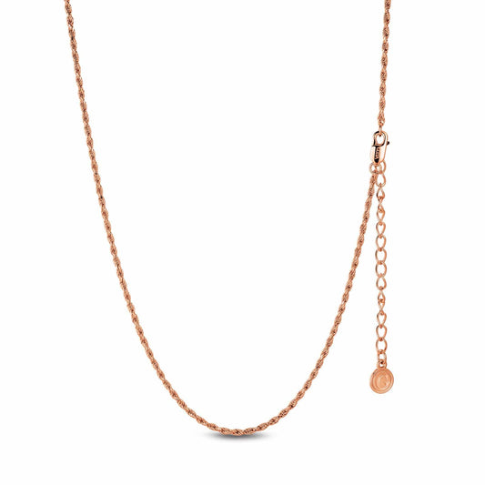 gon- Sterling Silver Classic Twisted Chain Necklace In Rose Gold Plated