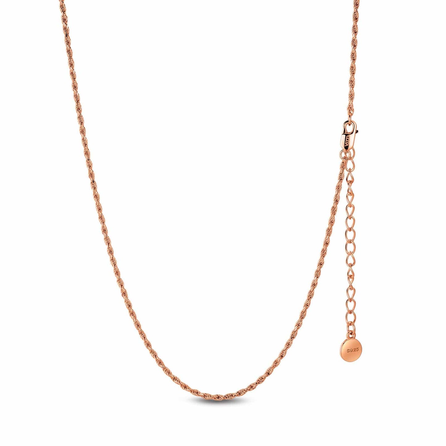 Sterling Silver Classic Twisted Chain Necklace In Rose Gold Plated