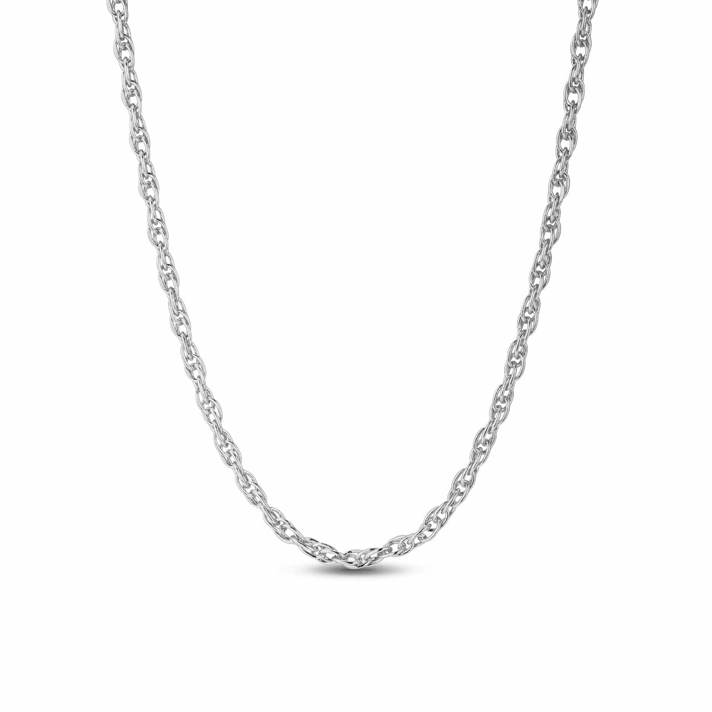 Sterling Silver Classic Double Cross Chain Necklace In White Gold Plated