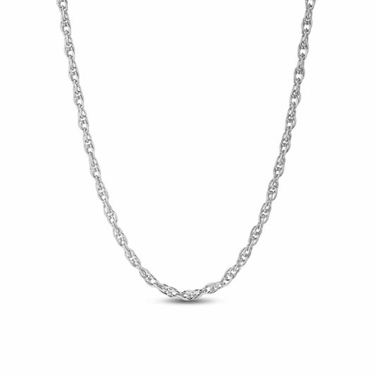 gon- Sterling Silver Classic Double Cross Chain Necklace In White Gold Plated