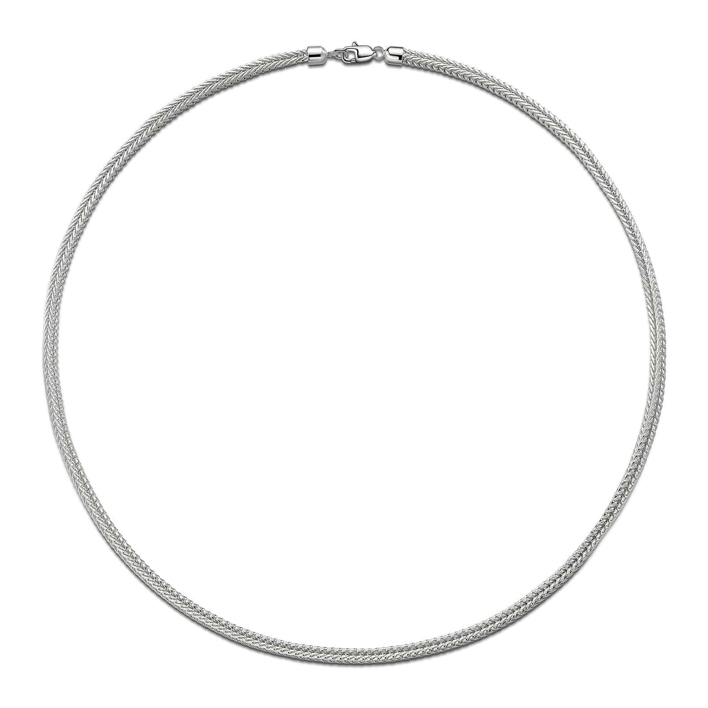 Sterling Silver Classic Chain Necklace In White Gold Plated