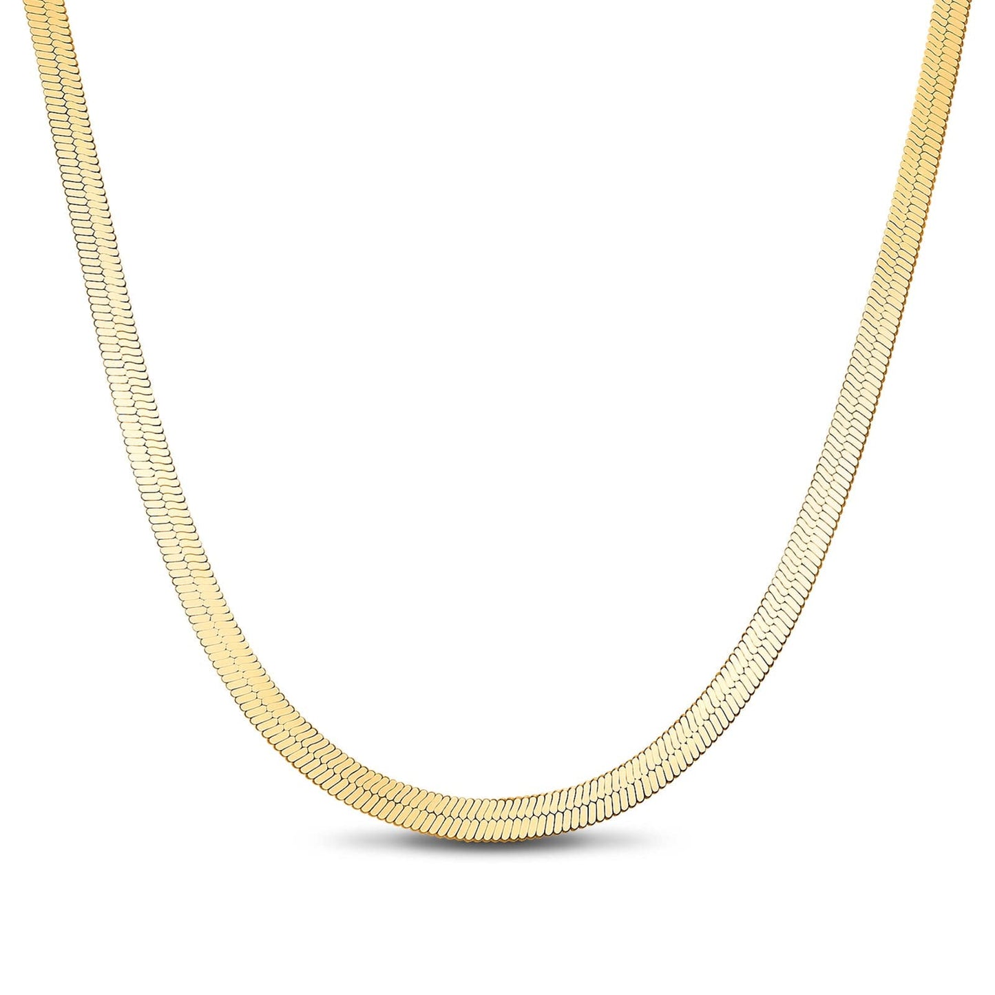 Sterling Silver 3.2mm Flat Snake Chain Necklace In 14K Gold Plated