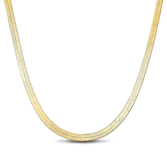 gon- Sterling Silver 3.2mm Flat Snake Chain Necklace In 14K Gold Plated