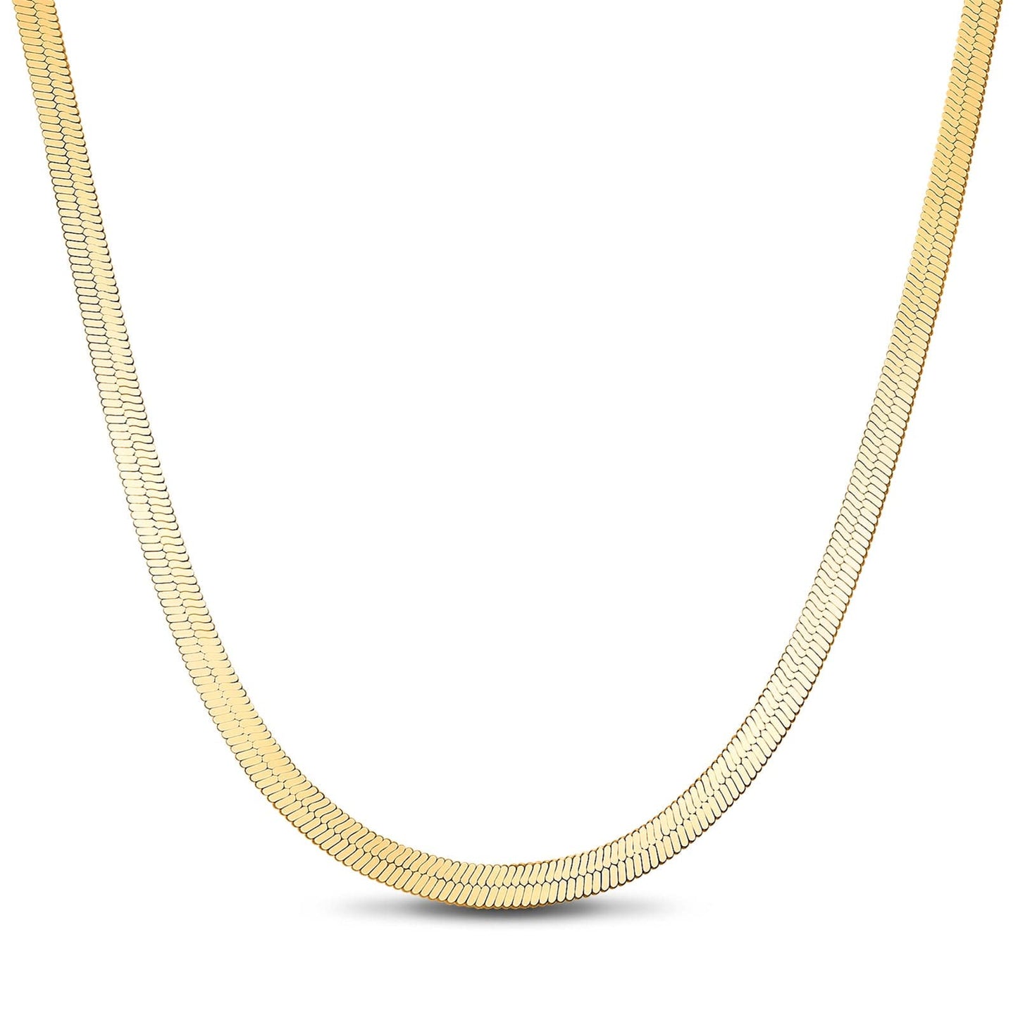 Sterling Silver 3.2mm Flat Snake Chain Necklace In 14K Gold Plated