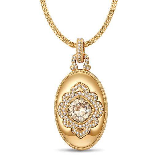 gona- Memory Locket Rope Chain Necklace In 14K Gold Plated - Created With SWAROVSKI® Crystals