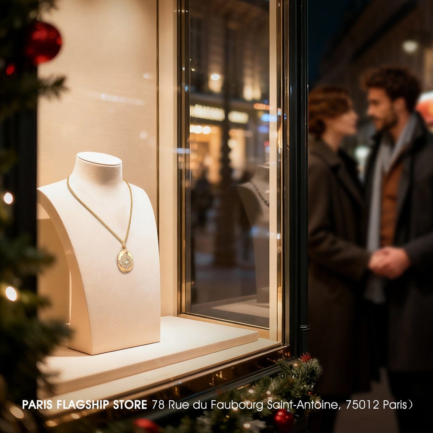 Memory Locket Rope Chain Necklace In 14K Gold Plated - Created With SWAROVSKI® Crystals