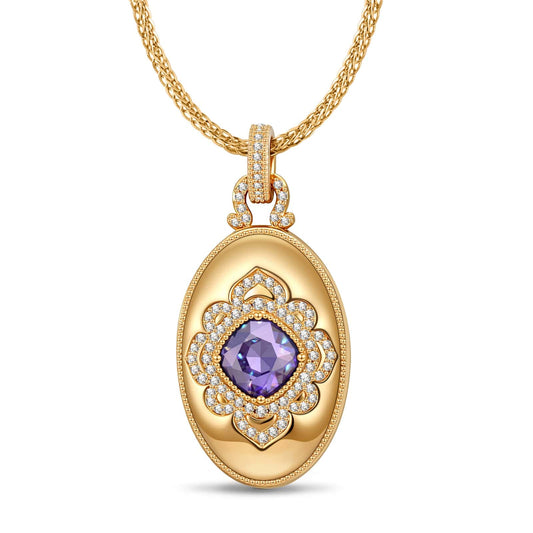 gona- Memory Locket Rope Chain Necklace In 14K Gold Plated - Created With SWAROVSKI® Crystals