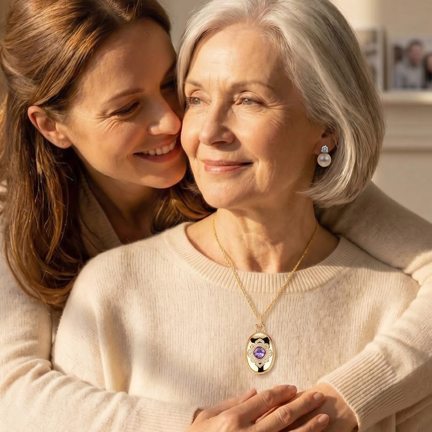 The Meaning of a Locket Necklace — Memorial Keepsake Gift, Holds 4 Photos, Created With SWAROVSKI® Crystals