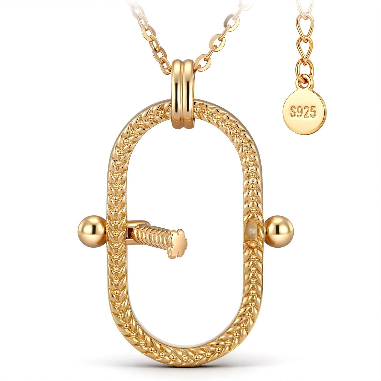 Interchangeable Charm Holder Necklace – Versatile Archway Pendant, Customize with Any Charms, 925 Sterling Silver Chain (23.2” + 2” Extender)