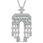 Sterling Silver Necklace Chain Arch of Triumph Tarnish-resistant Silver Tassels Pendant Necklace In White Gold Plated