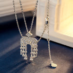 Sterling Silver Necklace Chain Arch of Triumph Tarnish-resistant Silver Tassels Pendant Necklace In White Gold Plated