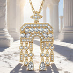 Sterling Silver Necklace Chain Arch of Triumph Tarnish-resistant Silver Tassels Pendant Necklace In 14K Gold Plated