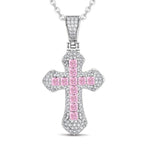 Sterling Silver Necklace Chain Divine Blessing Tarnish-resistant Silver Cross Pendant Necklace In White Gold Plated